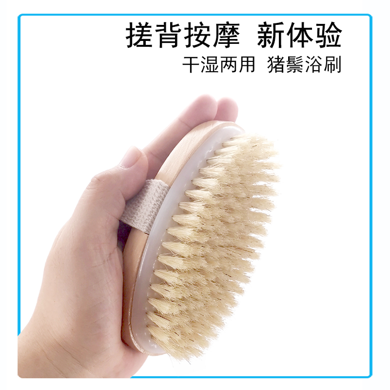 猪鬃毛洗澡刷沐浴刷身体干刷搓澡巾搓背神器美体刷按摩短柄刷