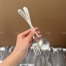 创意搅拌勺斜柄 米诺家食品级304不锈钢勺叉子家用商用餐具韩式