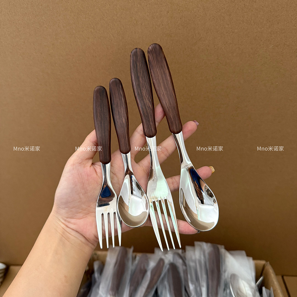 米诺家18/10不锈钢儿童餐具仿木纹手柄餐勺宝宝辅食勺吃饭喂养勺,餐饮具,叉/勺/筷套装,淘宝优惠券,粉丝福利购,淘宝优惠卷