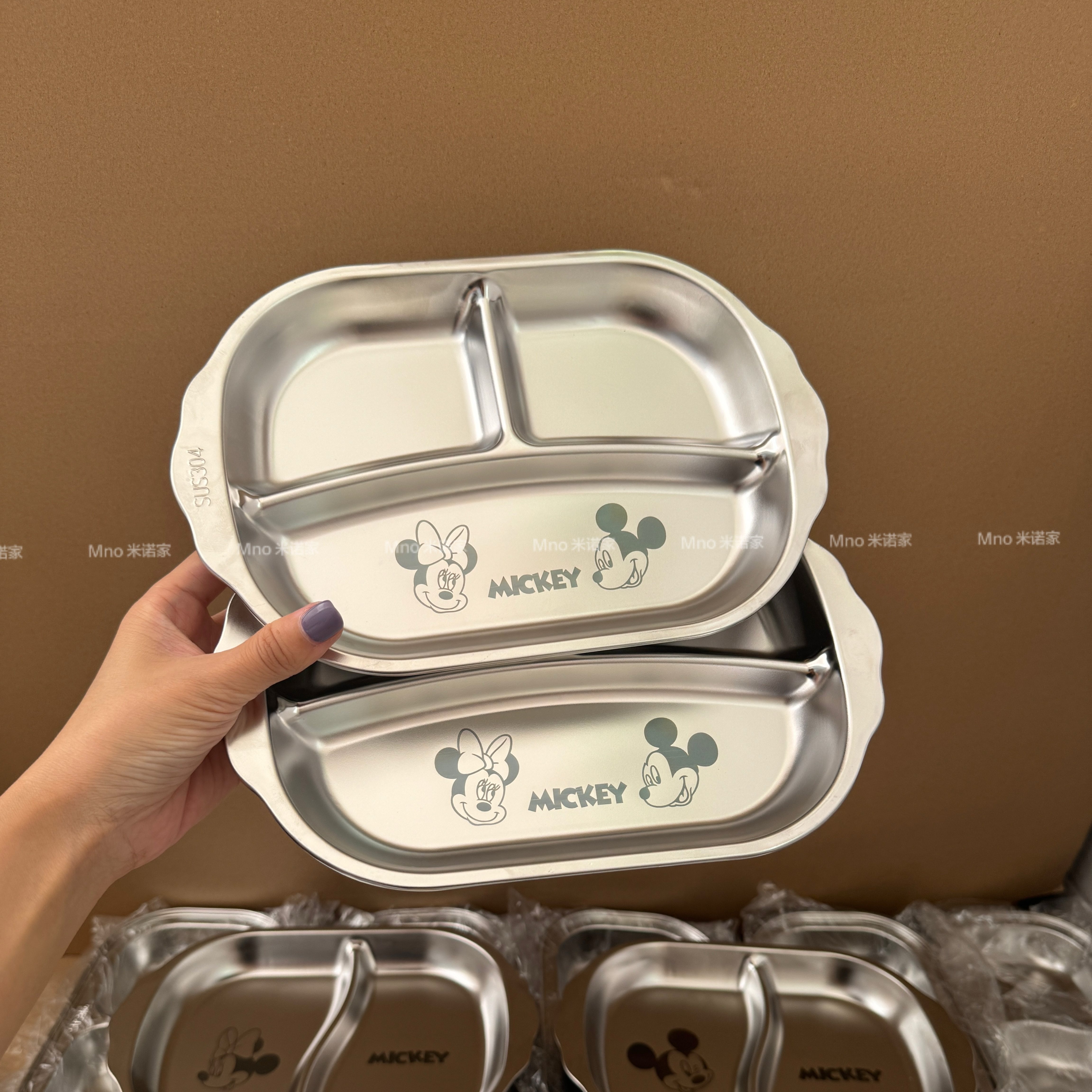米诺家米奇米妮儿童餐盘304不锈钢餐具防摔分格盘宝宝辅食盘卡通,餐饮具,盘,淘宝优惠券,粉丝福利购,淘宝优惠卷