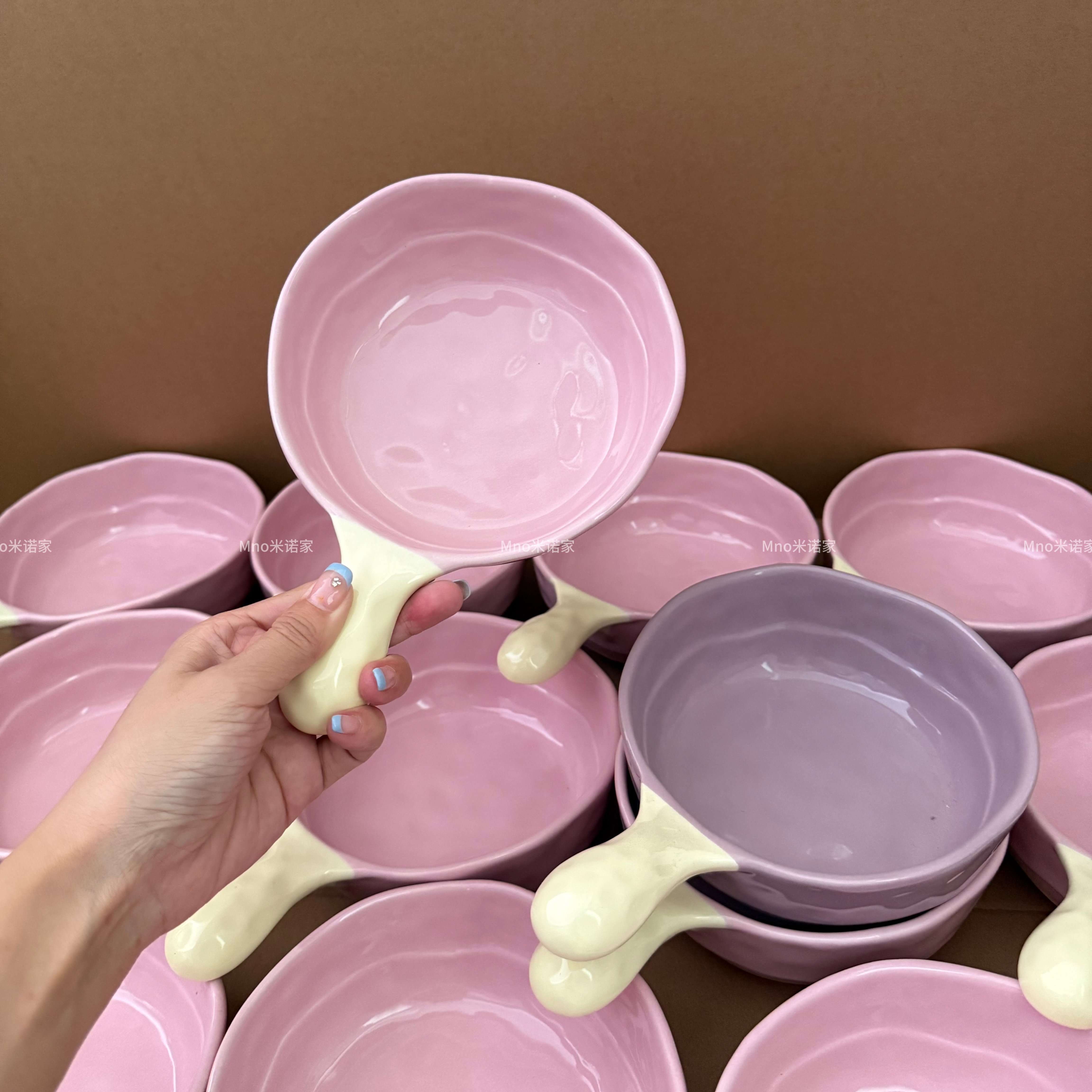 米诺家ins风单手柄碗个人专用餐具大号家用水果酸奶碗女生饭碗陶,餐饮具,碗,淘宝优惠券,粉丝福利购,淘宝优惠卷