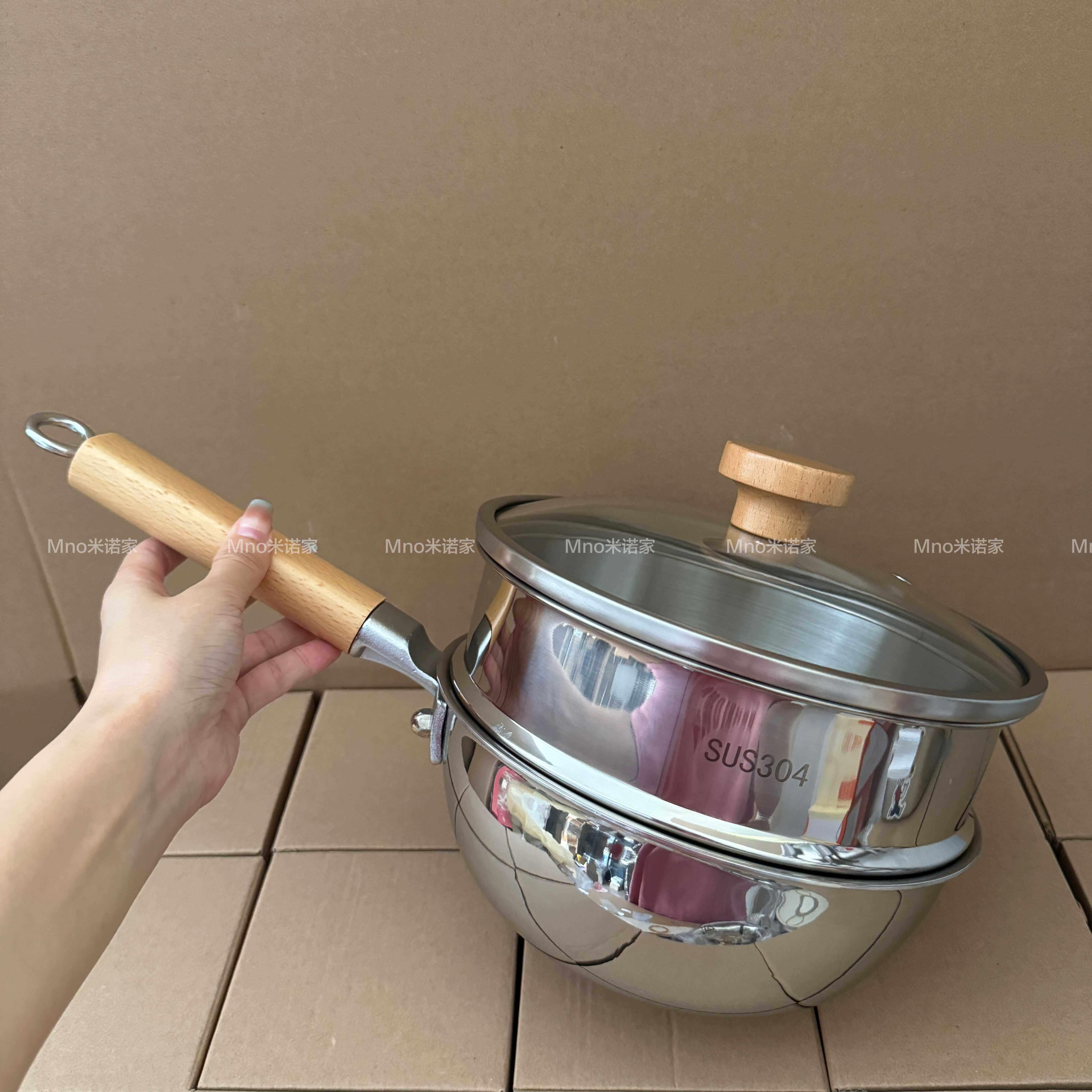 米诺家316不锈钢辅食锅不粘蒸锅