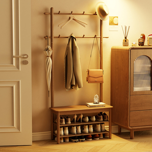 鞋架换鞋凳鞋柜带挂衣架一体衣架落地卧室家用入户门口玄关衣帽架