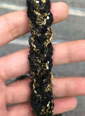 新款黑金手工钩小香花边织带DIY香风服饰辅料外套衣边袖口装饰