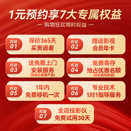 1元预约项7重专属权益