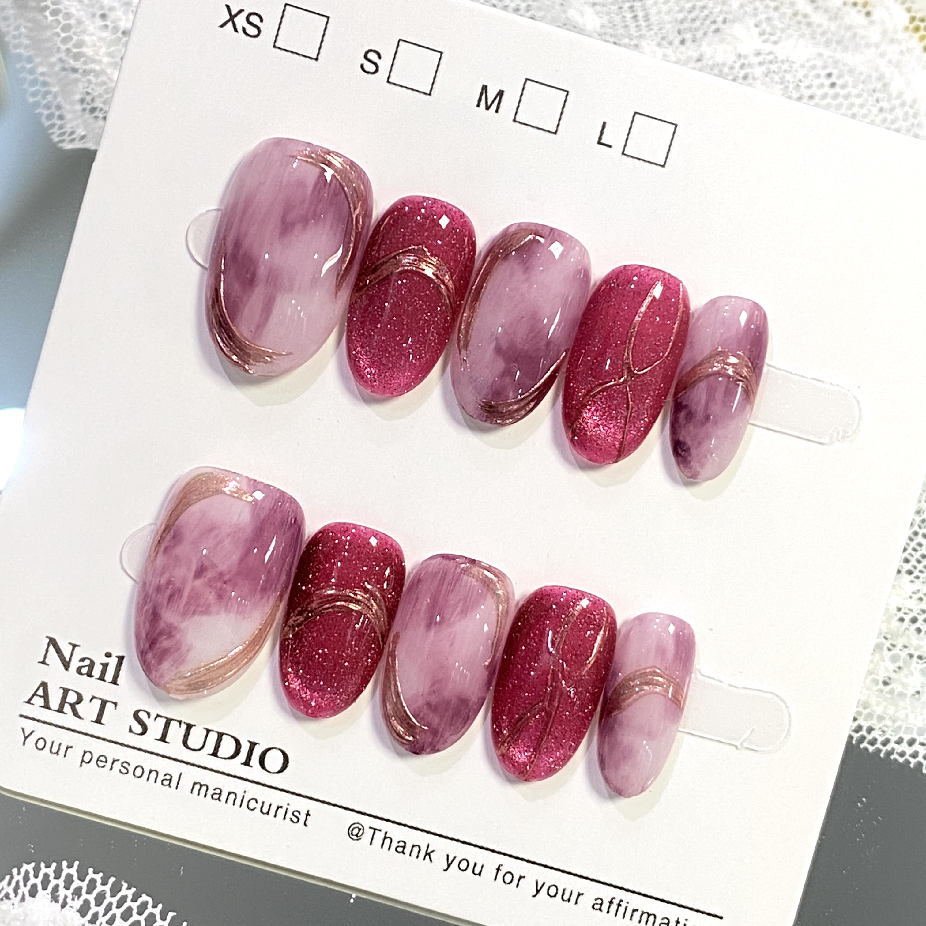 thumbnail for Summer new Japanese blended cat's eye pure handmade wearable nail new fashion simple atmospheric nail art detachable nail piece