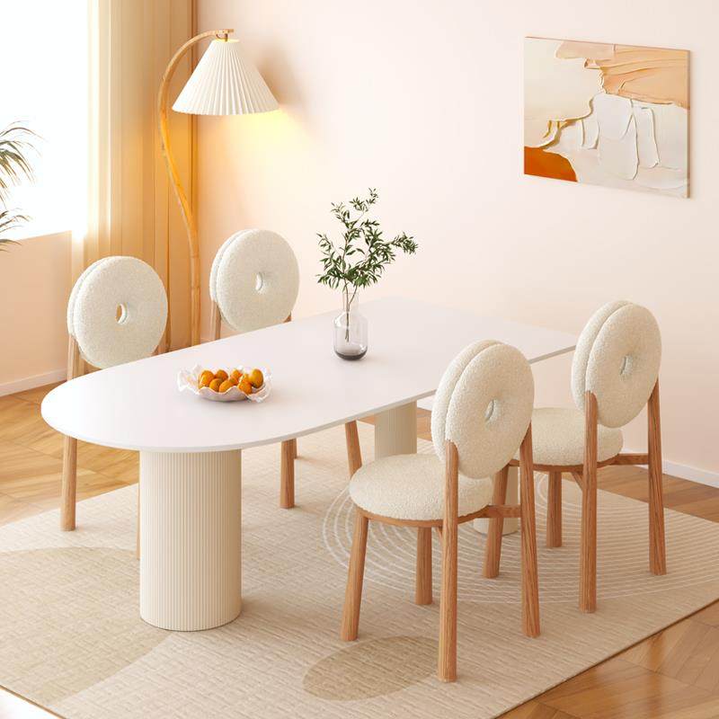 7K奶油风岩板餐桌法式小户型家用极简餐桌椅组合现代简约吃饭桌子