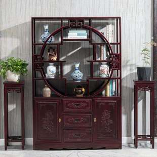 澳洲酸枝木博古架实木新中式多宝阁茶业具展示架摆件隔断现代酒柜