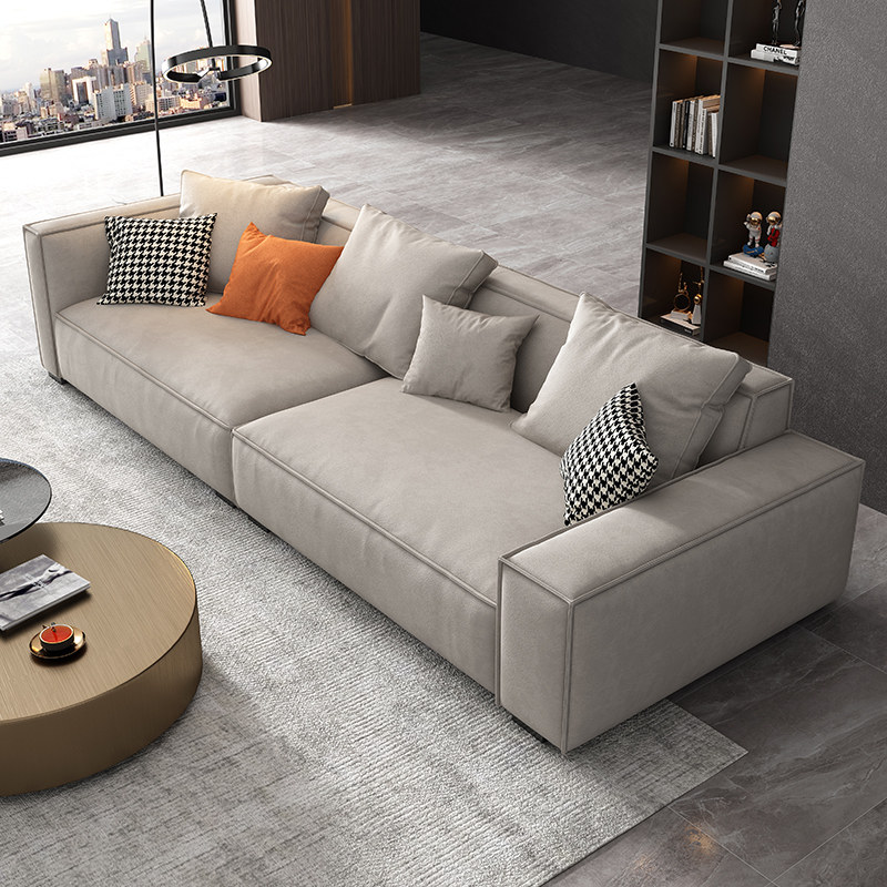 意式极简豆腐块免洗亲肤磨砂布布艺小户型客厅新款直排沙发多人