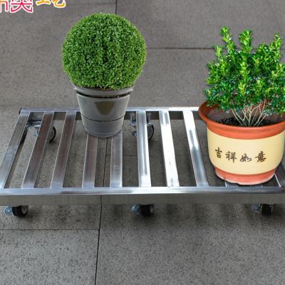 花盆托盘长方形移动带轮万向滚轮子底座不锈钢置物架花架底盘托i.