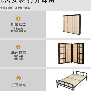 折叠床午休单人床实木床板12米简易双人铁架家用小床硬板加固1米