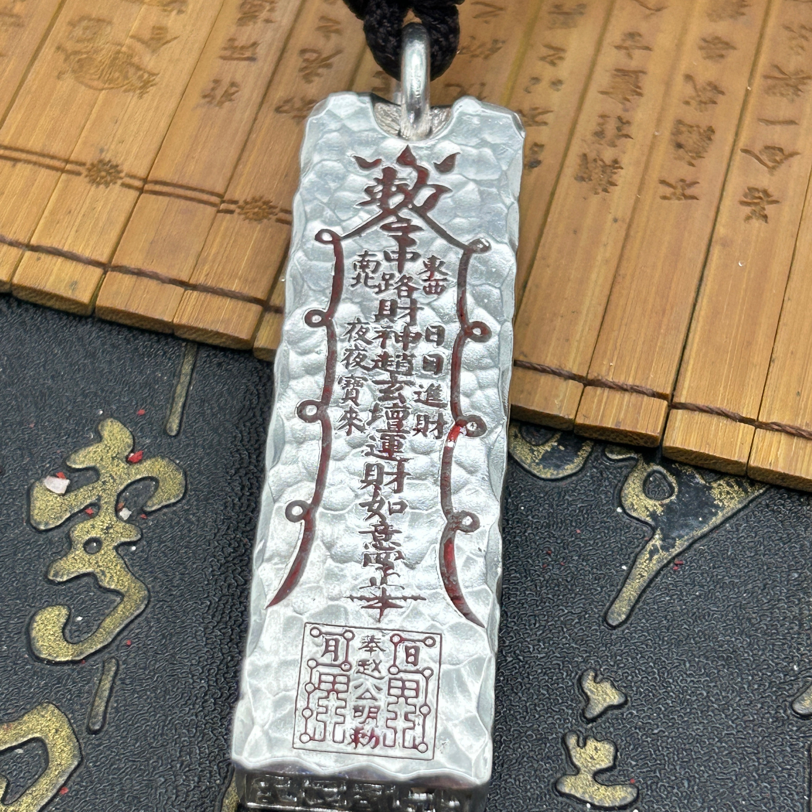 纯银999足银手工定制道家法器吊坠手把件印章五路财神项链挂件