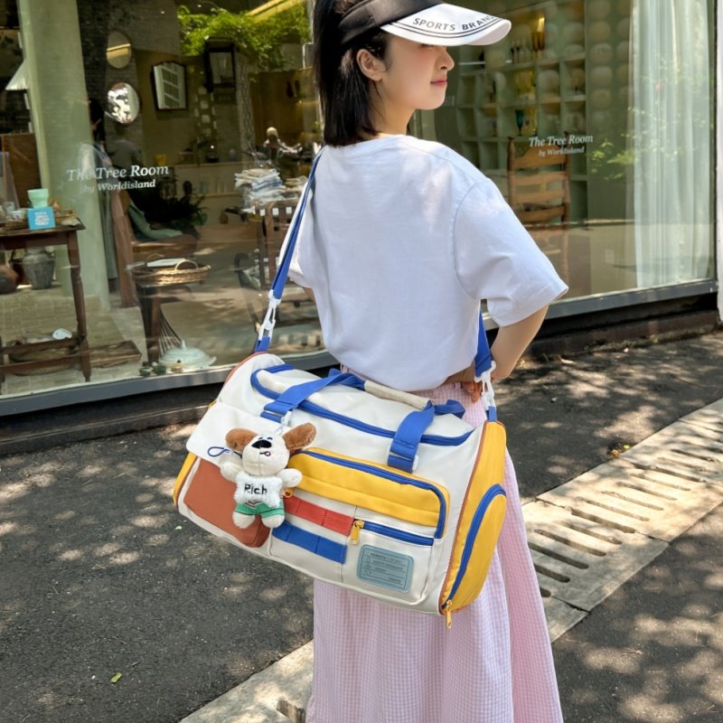 短途旅行包女大容量撞色斜挎包独立鞋仓瑜伽健身包可爱待产收纳包,箱包皮具/热销女包/男包,通用款女包,淘宝优惠券,粉丝福利购,淘宝优惠卷