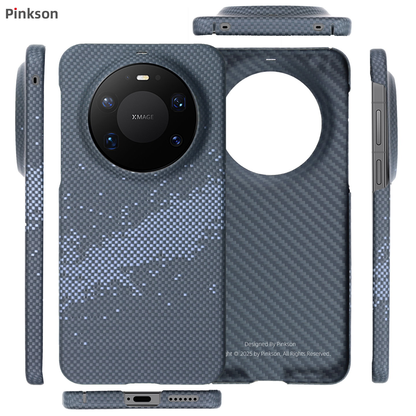Pinkson适用华为Mate80ProMax手机壳80RS非凡大师保护套凯夫拉芳纶碳纤维纹理超薄