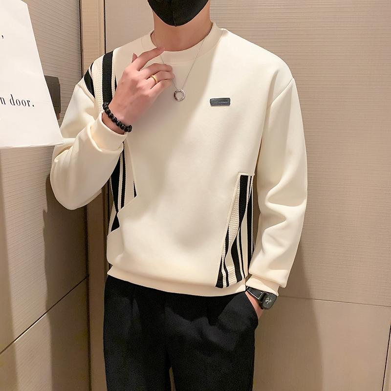 设计感卫衣男士春秋季新款潮牌男装宽松拼色上衣美式重磅长袖t恤