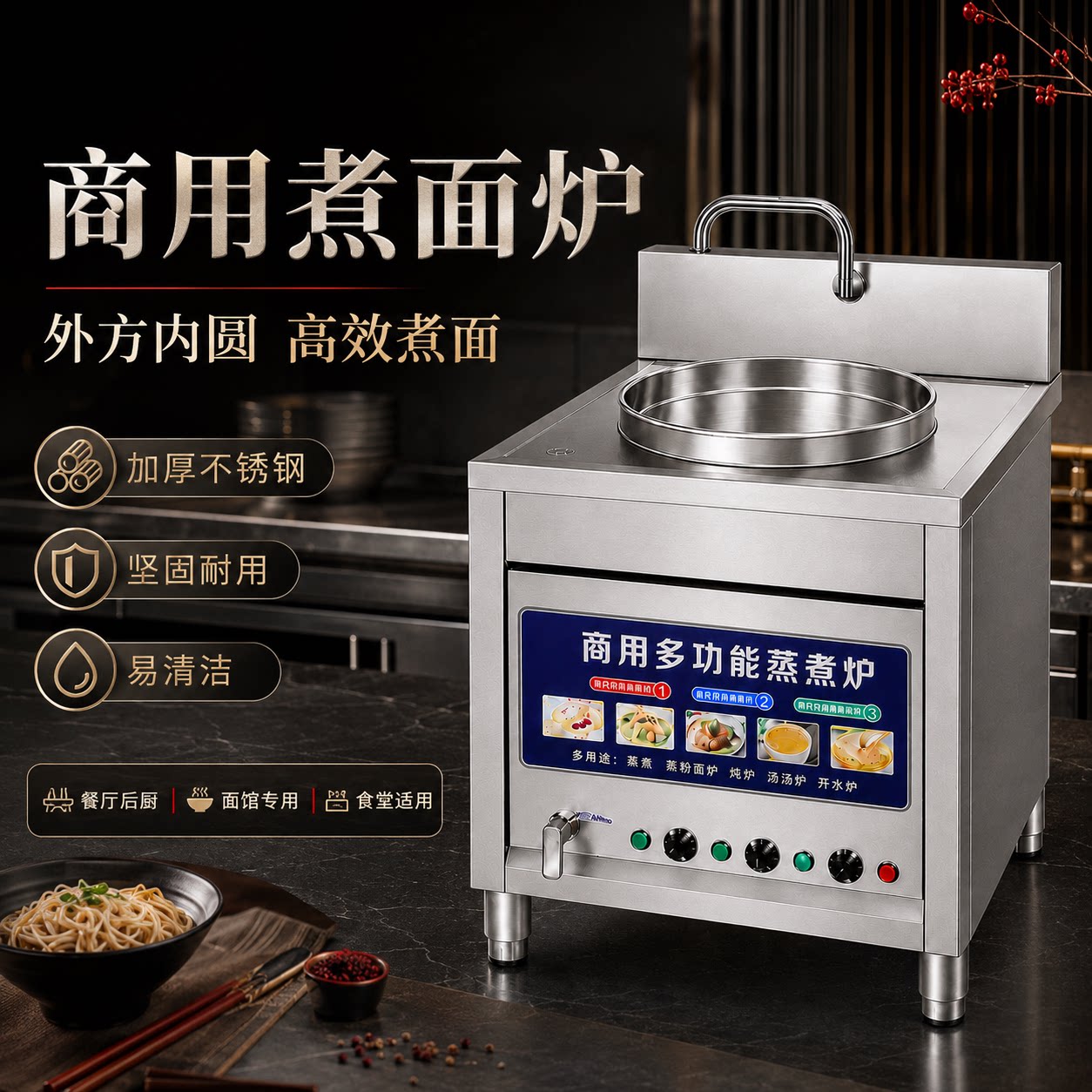 TISNEY201内桶煮面炉商用煮面桶电热多功能汤粉粥炉方形煮麻辣烫
