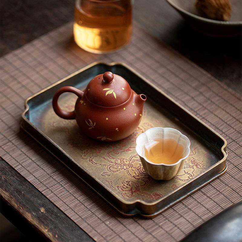墨朱己矿泥文旦壶功夫茶具秋原兰花烫金球孔mjtc过水滤家用紫砂壶