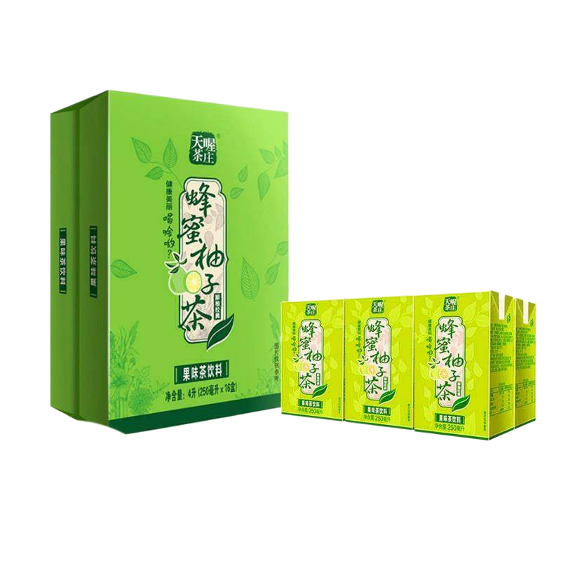 天喔蜂蜜柚子茶蜜桃汁苹果汁外卖果味茶饮250ml*16盒整箱采购自助