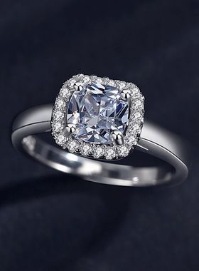 S925小方糖镶仿真钻婚戒送女友