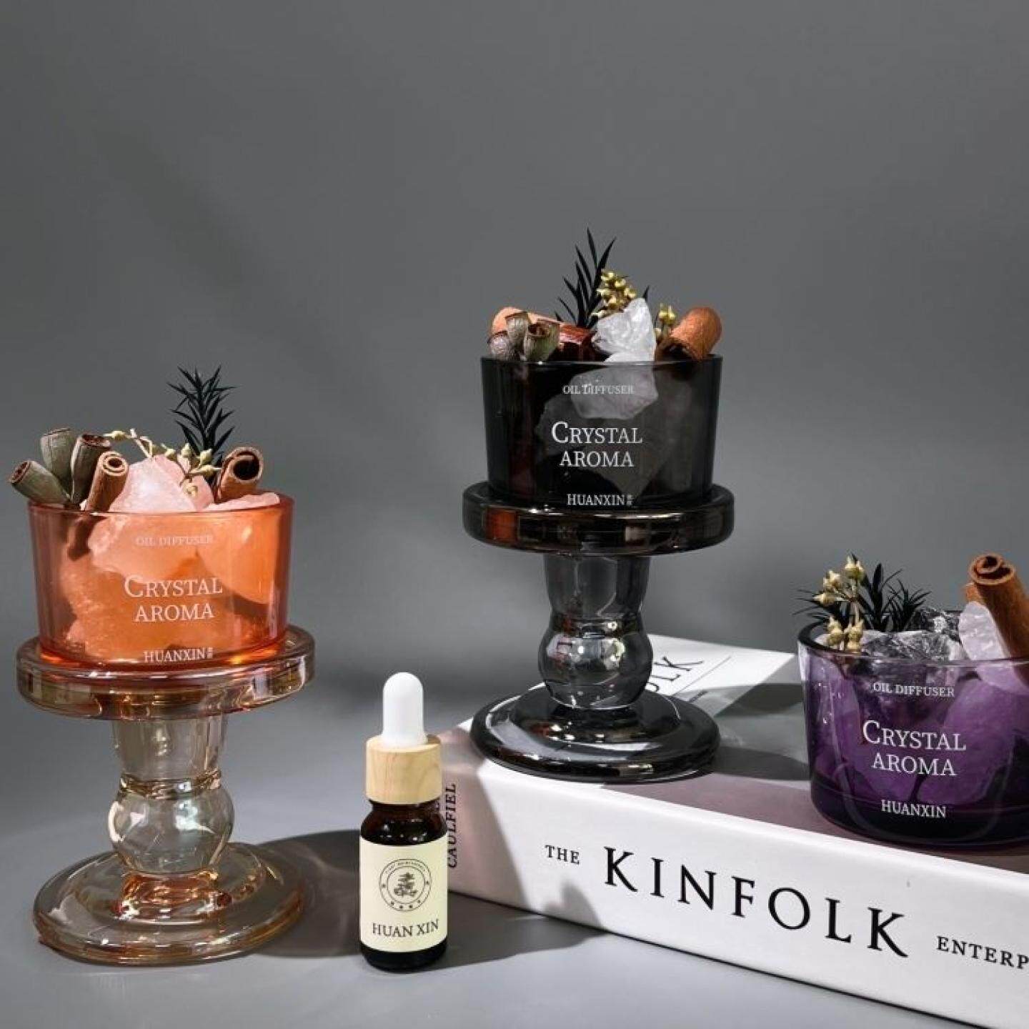 T香薰房间卧室内持久家用高级无火精油扩香石晶石栀子花香氛摆件