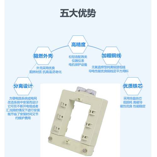 开启式开口式大电流互感器分离式交流三相DP88方形高精度计量铜排