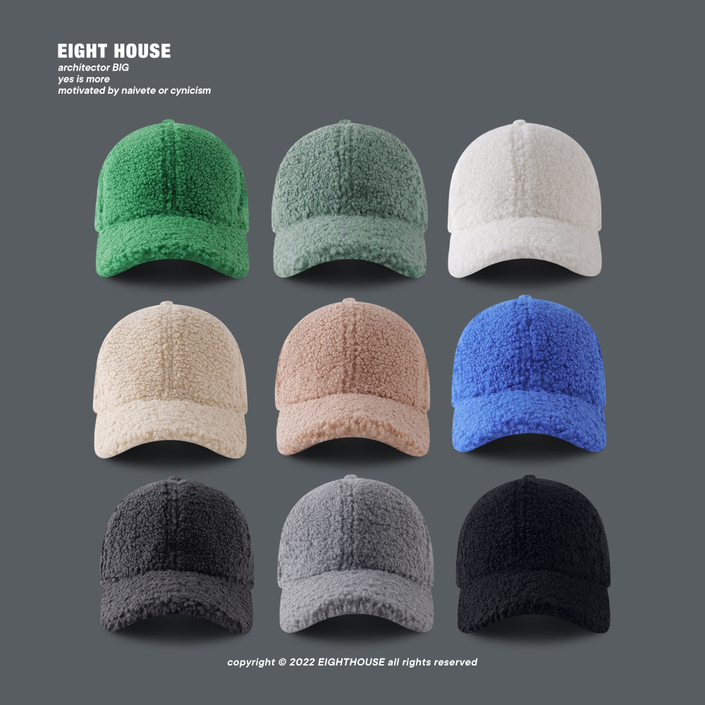 EIGHTHOUSE秋冬纯色羊羔毛毛绒棒球帽百搭显脸小鸭舌帽情侣保暖潮