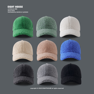 EIGHTHOUSE秋冬纯色羊羔毛毛绒棒球帽百搭显脸小鸭舌帽情侣保暖潮