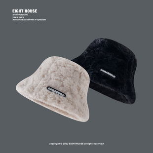 EIGHTHOUSE秋冬加绒渔夫帽百搭保暖纯色渔夫帽情侣毛绒绒防风遮阳