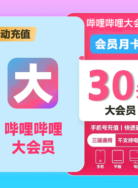 哔哩哔哩大会员月卡bilbil超级大会员周/月/季/年卡B站会员直充