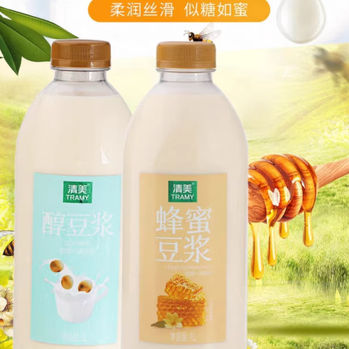 Tramy清美豆浆非转基因大豆奶蜂蜜豆浆原味豆浆1000mlX12瓶包邮