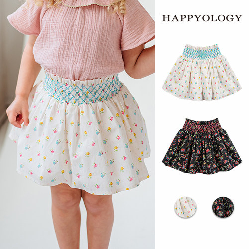 Happyology英国女童时髦碎花纯棉司马克半身裙女宝宝新款洋气裙子