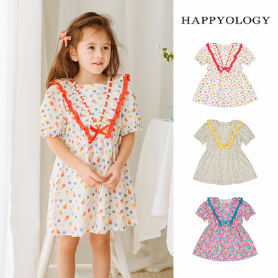 Happyology英国儿童连衣裙英伦印花夏季穿裙子女童短袖连身裙