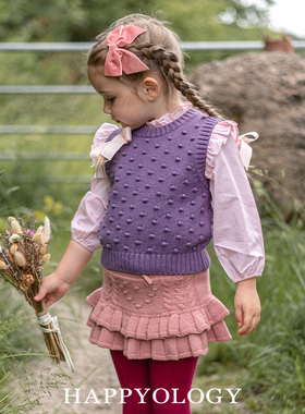 Happyology英国女童英伦毛衣可爱无袖儿童套头衫女宝宝柔软针织衫