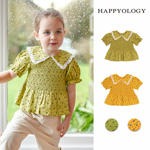 Happyology英国女童衬衫春装新款可爱碎花小衫儿童衬衣上衣