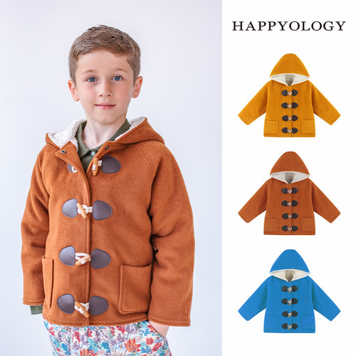 Happyology英国儿童连帽外套男女童英伦新款童装外套秋冬保暖