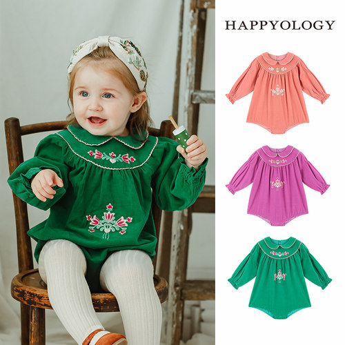 Happyology英国女童长袖连体衣可爱婴儿包屁衣英伦女宝宝哈衣爬服