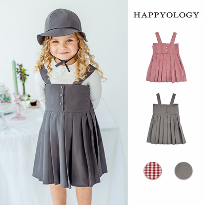 Happyology英国儿童可爱背带裙英伦女宝宝百褶裙格纹女童吊带裙子