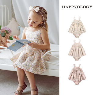 Happyology英国儿童吊带连衣裙女童春夏洋裙子装碎花女宝新品套装
