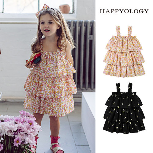 Happyology英国儿童吊带连身裙女童裙子碎花蛋糕裙春夏新品连衣裙