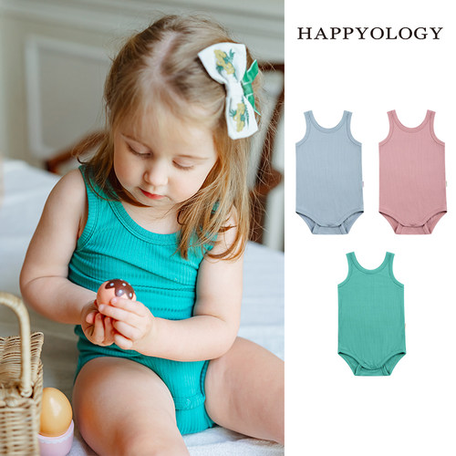 Happyology英国儿童圆领连体衣针织男童宝宝婴幼儿春夏装无袖爬服
