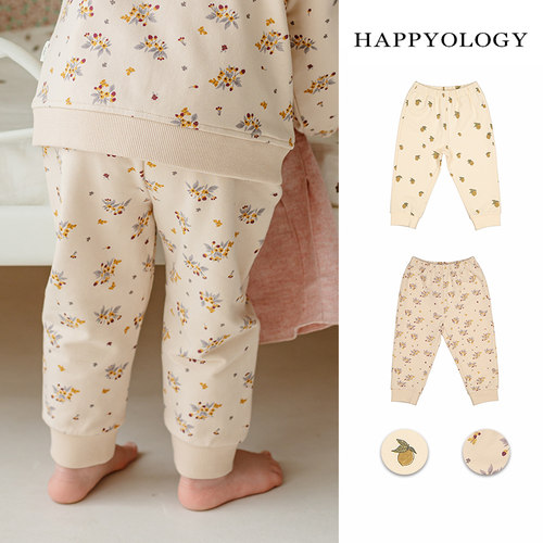 Happyology英国儿童长裤秋季装女童下装有机棉印花家居服束脚裤子