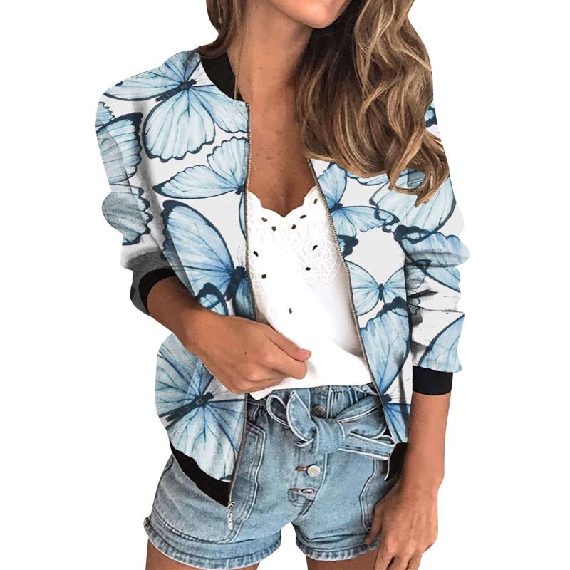 Womens jacket zipper short style printed color pattern