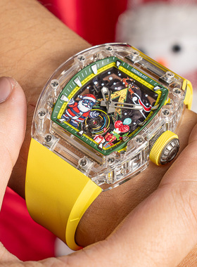 CRONUSART克洛斯圣诞节圣诞礼物水晶机械手表全自动镂空时尚腕表