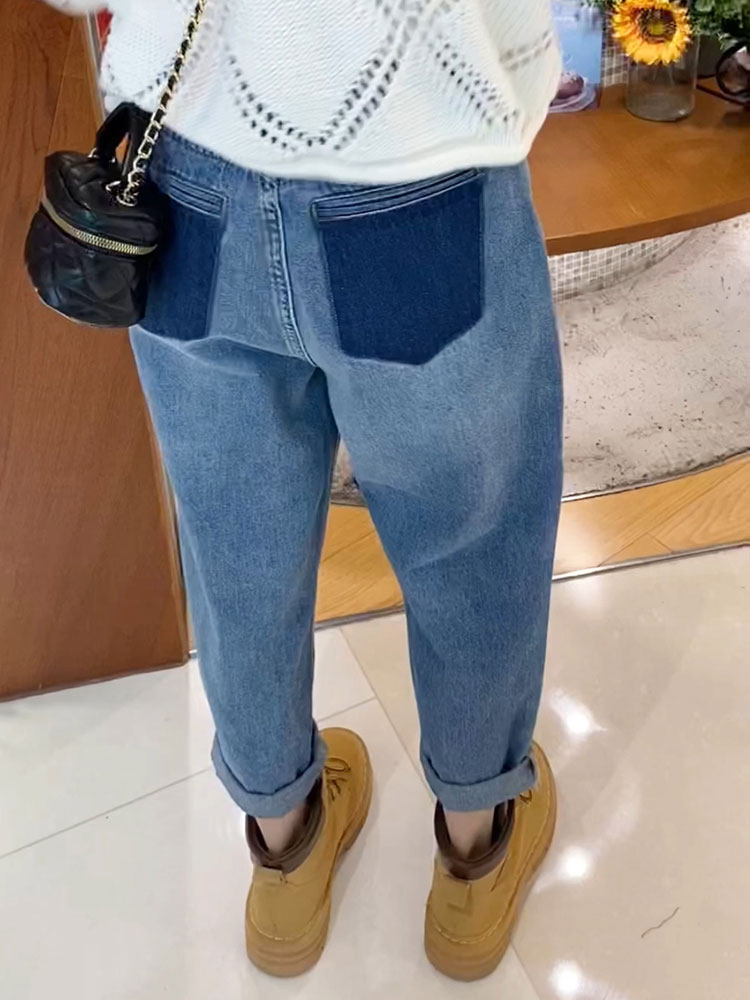 DENIM HAREM PANTS WOMENS HIGH-WAISTED LOOSE DADDY PANTS WOMENS SPRING AND AUTUMN CLOTHES 2023 NEW DESIGN SENSE SMALL PANTS