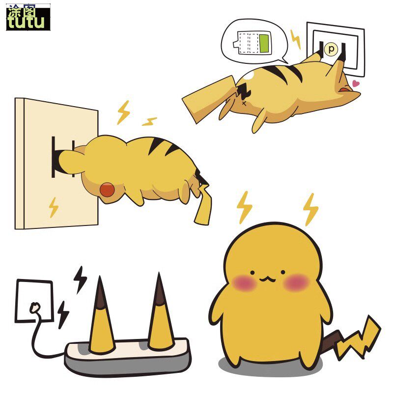 tutu卡通充电皮卡丘创意卡通车贴游戏电动车身划痕装饰汽车贴纸