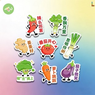 创意蔬菜谐音励志文字装饰反光贴纸个性批语标签ins风手账手机壳