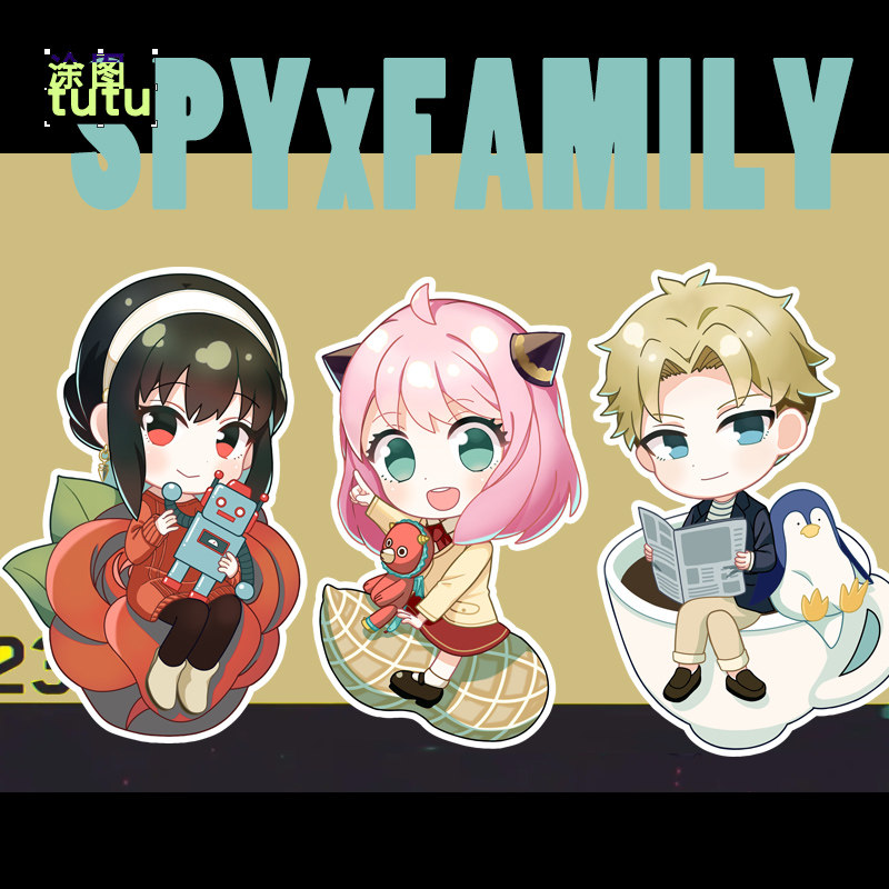 q版间谍国家家二次元汽车贴纸卡通反光动漫创意电动装饰反光贴