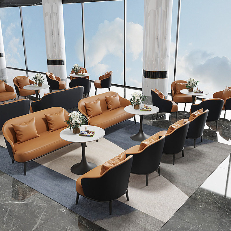 售楼处部洽谈沙发组合轻奢酒店展厅会客休息区接待桌椅美容院店铺