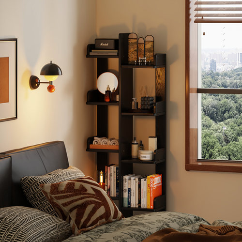 实木书架置物架卧室床边落地靠墙