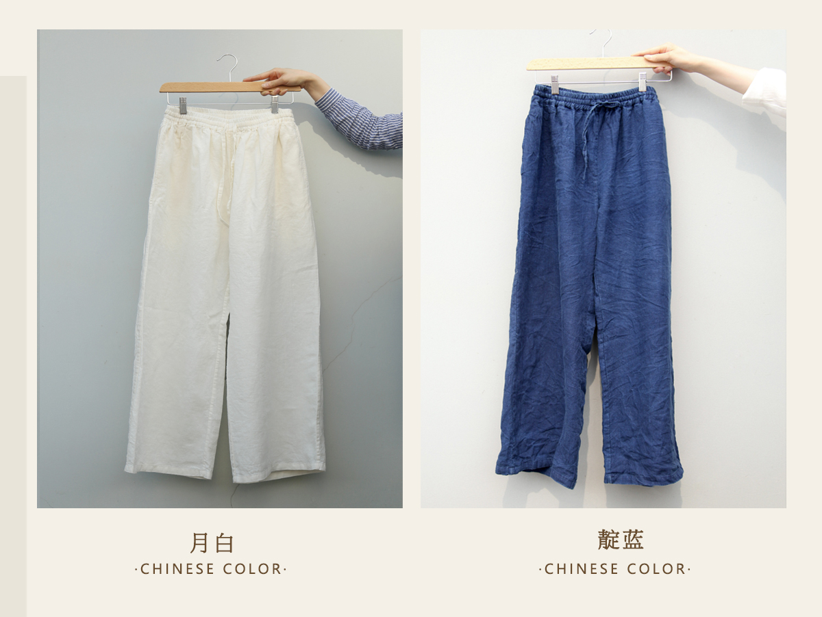 亞麻休閑寬松休閑寬松直筒透氣